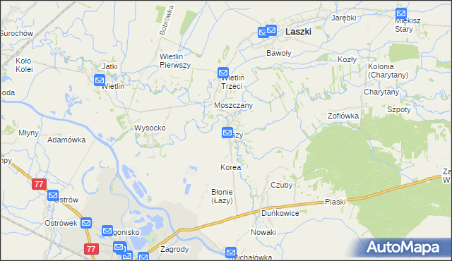 mapa Łazy gmina Radymno, Łazy gmina Radymno na mapie Targeo