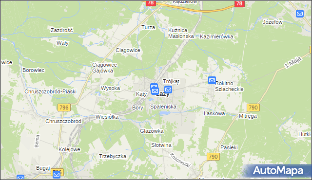mapa Łazy powiat zawierciański, Łazy powiat zawierciański na mapie Targeo