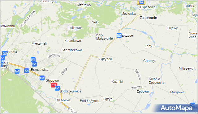 mapa Łążynek, Łążynek na mapie Targeo