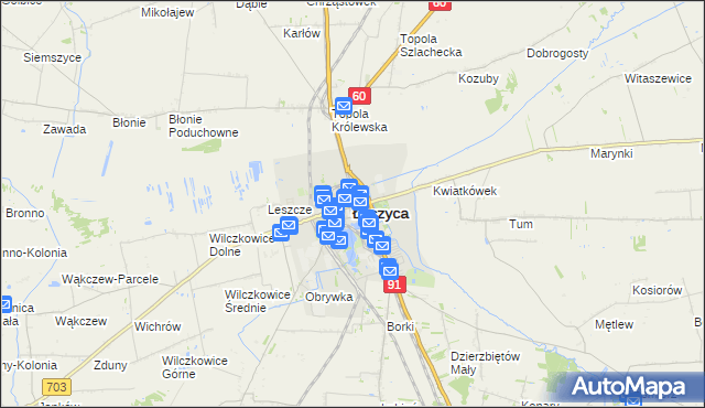 mapa Łęczyca, Łęczyca na mapie Targeo