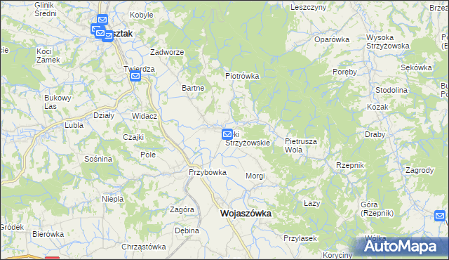 mapa Łęki Strzyżowskie, Łęki Strzyżowskie na mapie Targeo