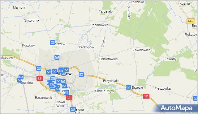 mapa Lenartowice gmina Pleszew, Lenartowice gmina Pleszew na mapie Targeo