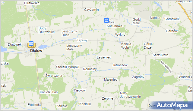 mapa Lesieniec gmina Dłutów, Lesieniec gmina Dłutów na mapie Targeo