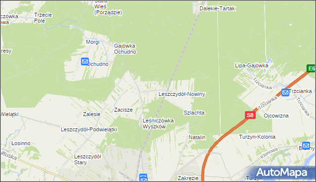 mapa Leszczydół-Nowiny, Leszczydół-Nowiny na mapie Targeo