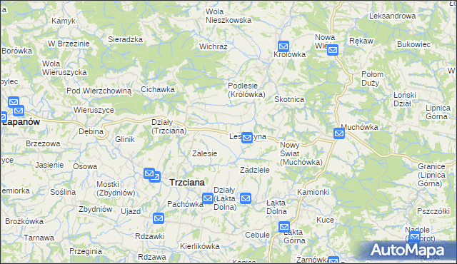 mapa Leszczyna gmina Trzciana, Leszczyna gmina Trzciana na mapie Targeo