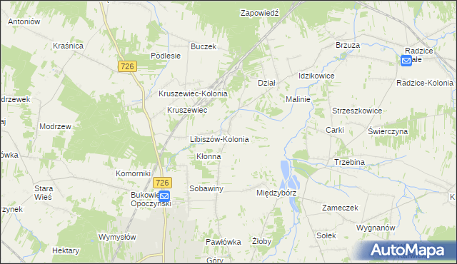 mapa Libiszów gmina Opoczno, Libiszów gmina Opoczno na mapie Targeo