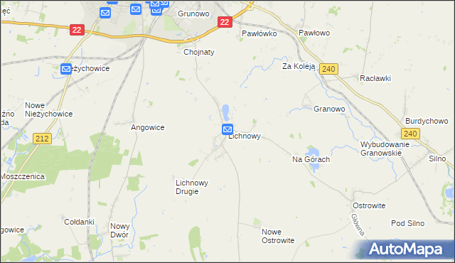 mapa Lichnowy gmina Chojnice, Lichnowy gmina Chojnice na mapie Targeo