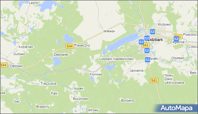 mapa Lidzbark-Nadleśnictwo, Lidzbark-Nadleśnictwo na mapie Targeo