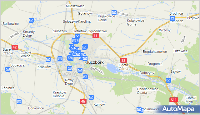 mapa Ligota Zamecka, Ligota Zamecka na mapie Targeo