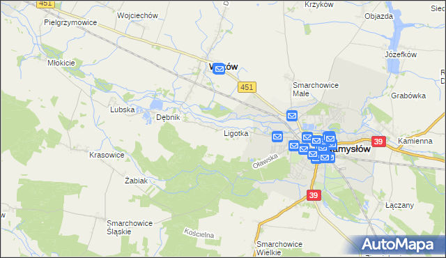mapa Ligotka gmina Namysłów, Ligotka gmina Namysłów na mapie Targeo