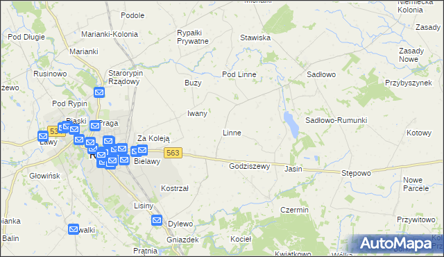 mapa Linne gmina Rypin, Linne gmina Rypin na mapie Targeo