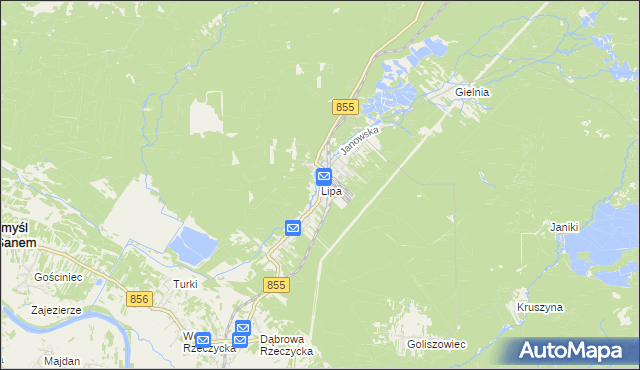 mapa Lipa gmina Zaklików, Lipa gmina Zaklików na mapie Targeo