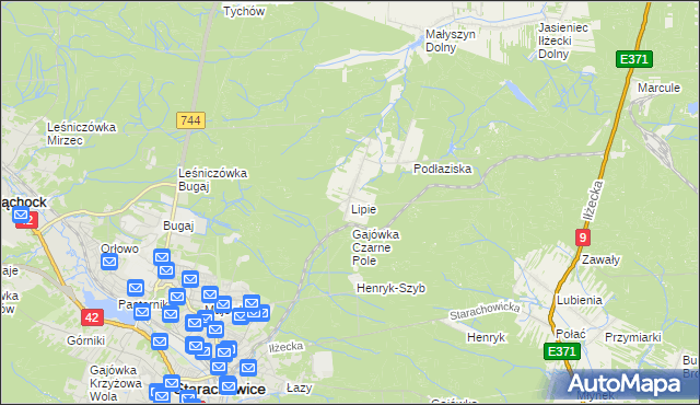 mapa Lipie gmina Brody, Lipie gmina Brody na mapie Targeo