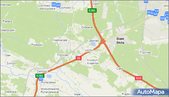 mapa Lipniki gmina Białe Błota, Lipniki gmina Białe Błota na mapie Targeo