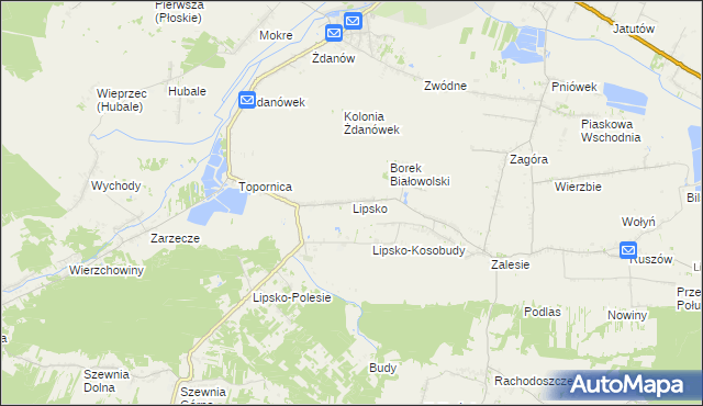 mapa Lipsko gmina Zamość, Lipsko gmina Zamość na mapie Targeo