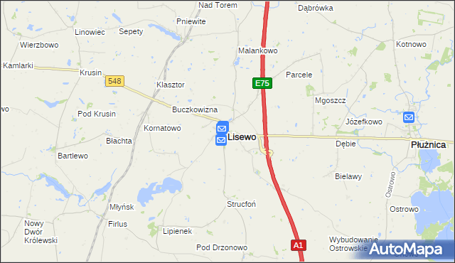 mapa Lisewo powiat chełmiński, Lisewo powiat chełmiński na mapie Targeo