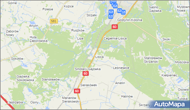 mapa Lisica, Lisica na mapie Targeo