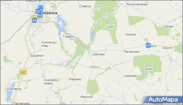 mapa Liszkowo gmina Łobżenica, Liszkowo gmina Łobżenica na mapie Targeo