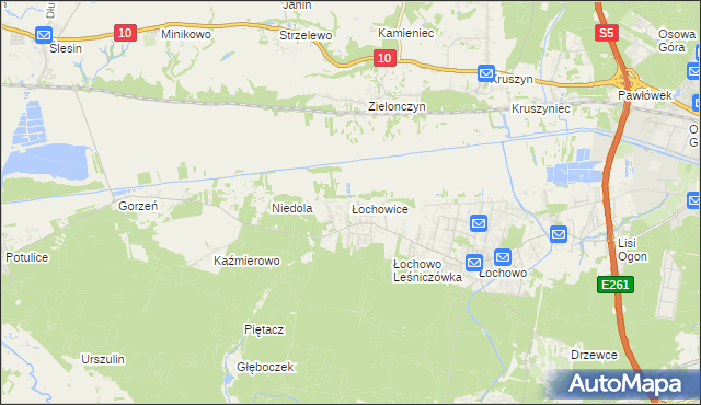 mapa Łochowice gmina Białe Błota, Łochowice gmina Białe Błota na mapie Targeo