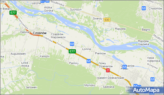 mapa Łomna gmina Czosnów, Łomna gmina Czosnów na mapie Targeo