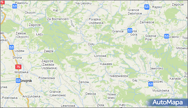 mapa Łoniowa, Łoniowa na mapie Targeo