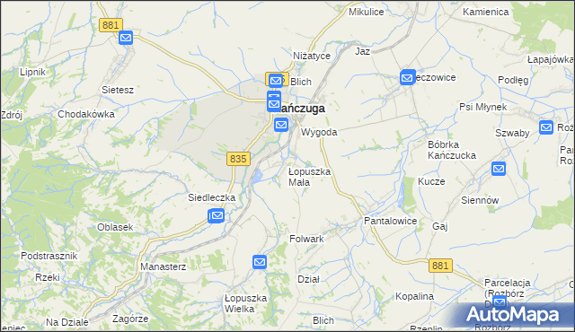 mapa Łopuszka Mała, Łopuszka Mała na mapie Targeo