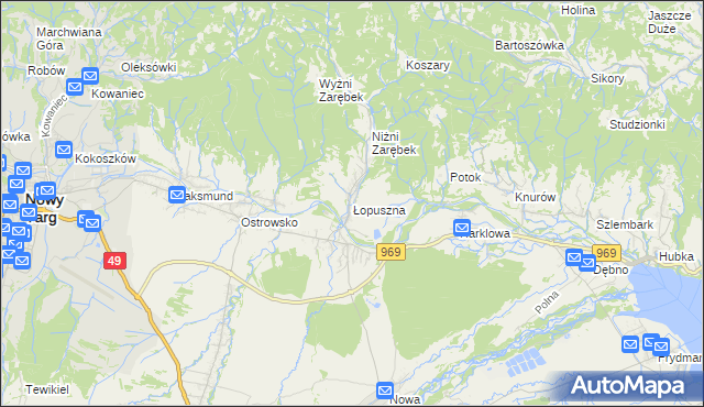 mapa Łopuszna, Łopuszna na mapie Targeo