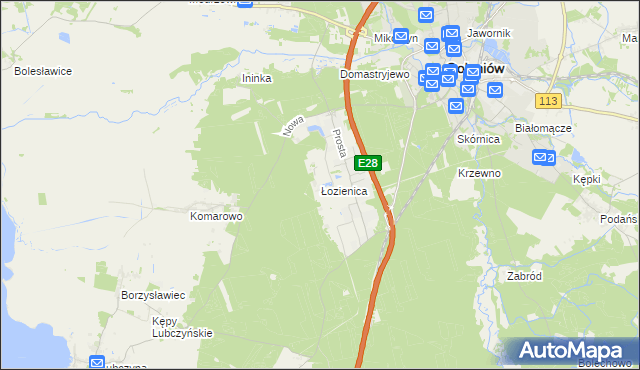 mapa Łozienica, Łozienica na mapie Targeo