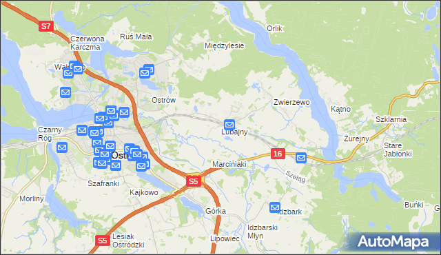 mapa Lubajny, Lubajny na mapie Targeo