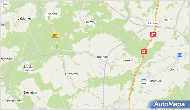 mapa Lubanice, Lubanice na mapie Targeo