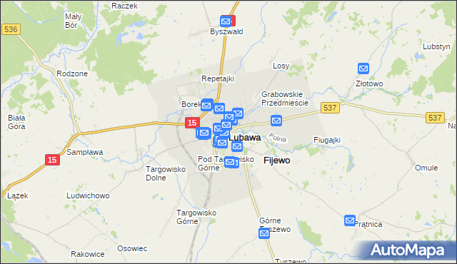mapa Lubawa, Lubawa na mapie Targeo