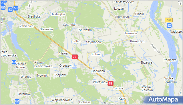 mapa Łubna gmina Góra Kalwaria, Łubna gmina Góra Kalwaria na mapie Targeo