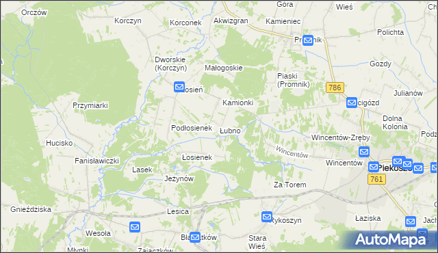 mapa Łubno gmina Piekoszów, Łubno gmina Piekoszów na mapie Targeo