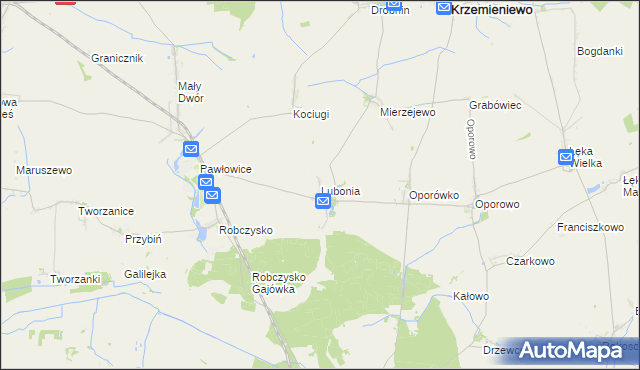 mapa Lubonia gmina Krzemieniewo, Lubonia gmina Krzemieniewo na mapie Targeo