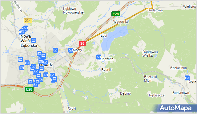 mapa Lubowidz gmina Nowa Wieś Lęborska, Lubowidz gmina Nowa Wieś Lęborska na mapie Targeo