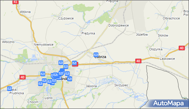 mapa Lubrza powiat prudnicki, Lubrza powiat prudnicki na mapie Targeo