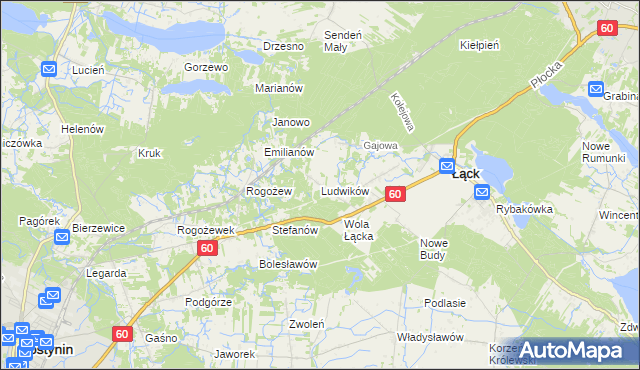 mapa Ludwików gmina Łąck, Ludwików gmina Łąck na mapie Targeo