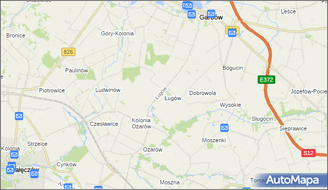 mapa Ługów gmina Jastków, Ługów gmina Jastków na mapie Targeo