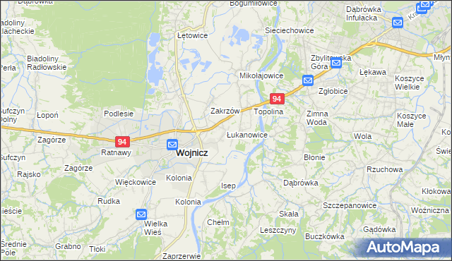 mapa Łukanowice, Łukanowice na mapie Targeo