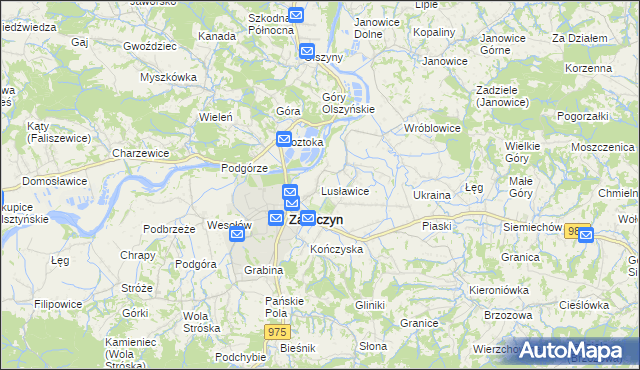 mapa Lusławice gmina Zakliczyn, Lusławice gmina Zakliczyn na mapie Targeo