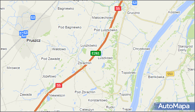 mapa Luszkowo, Luszkowo na mapie Targeo