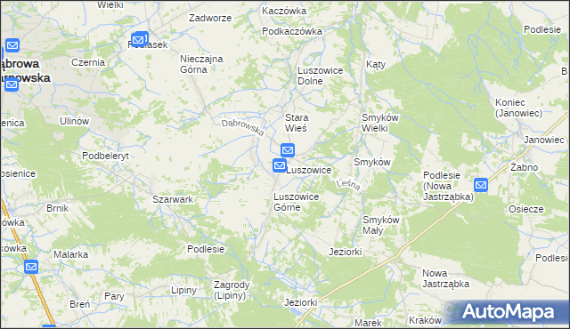 mapa Luszowice gmina Radgoszcz, Luszowice gmina Radgoszcz na mapie Targeo
