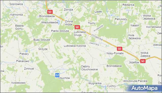 mapa Lutkówka gmina Mszczonów, Lutkówka gmina Mszczonów na mapie Targeo