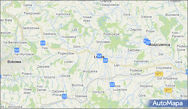 mapa Łużna, Łużna na mapie Targeo