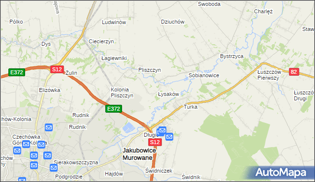 mapa Łysaków gmina Wólka, Łysaków gmina Wólka na mapie Targeo