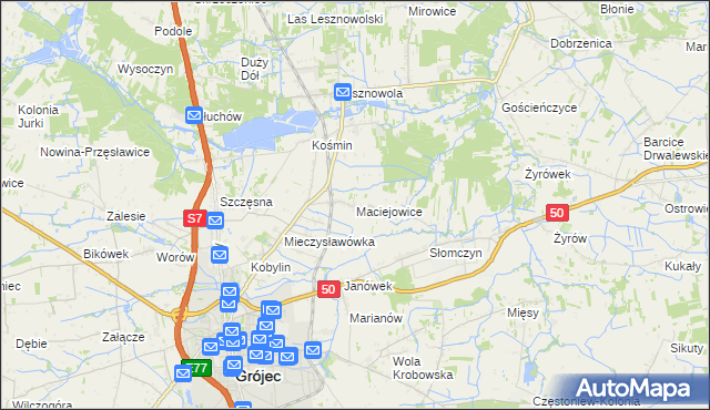 mapa Maciejowice gmina Grójec, Maciejowice gmina Grójec na mapie Targeo