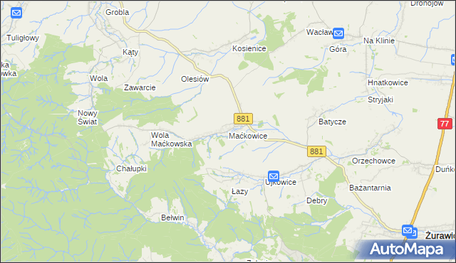 mapa Maćkowice, Maćkowice na mapie Targeo