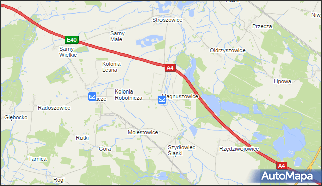mapa Magnuszowice, Magnuszowice na mapie Targeo