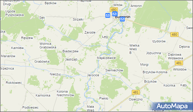 mapa Majaczewice, Majaczewice na mapie Targeo