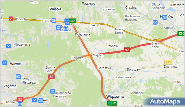 mapa Majdan gmina Wiązowna, Majdan gmina Wiązowna na mapie Targeo